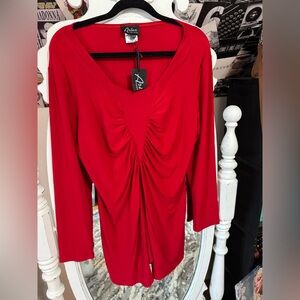 Artex  B Women's Elegant Red Gathered Blouse